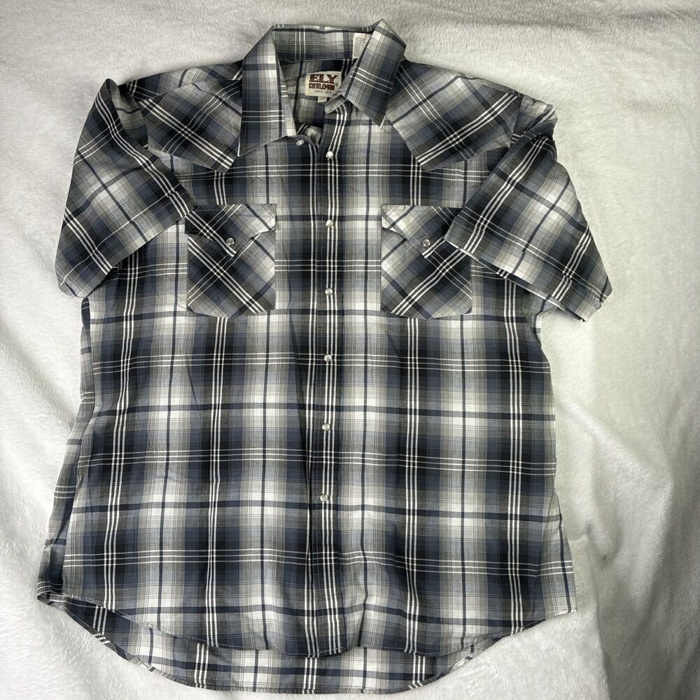 Vintage Ely Cattleman Men’s XL 17 Plaid Pearl Snap Western Cowboy Shir